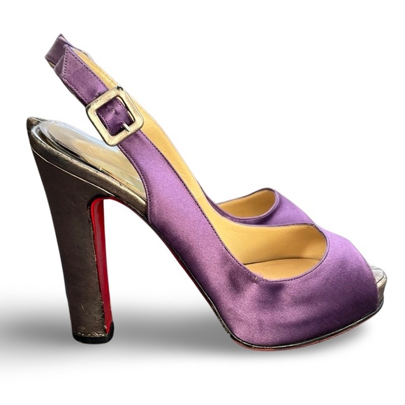 Louboutin Purple Slingback Heels Made in Italy EU 37 - Picture 5 of 10